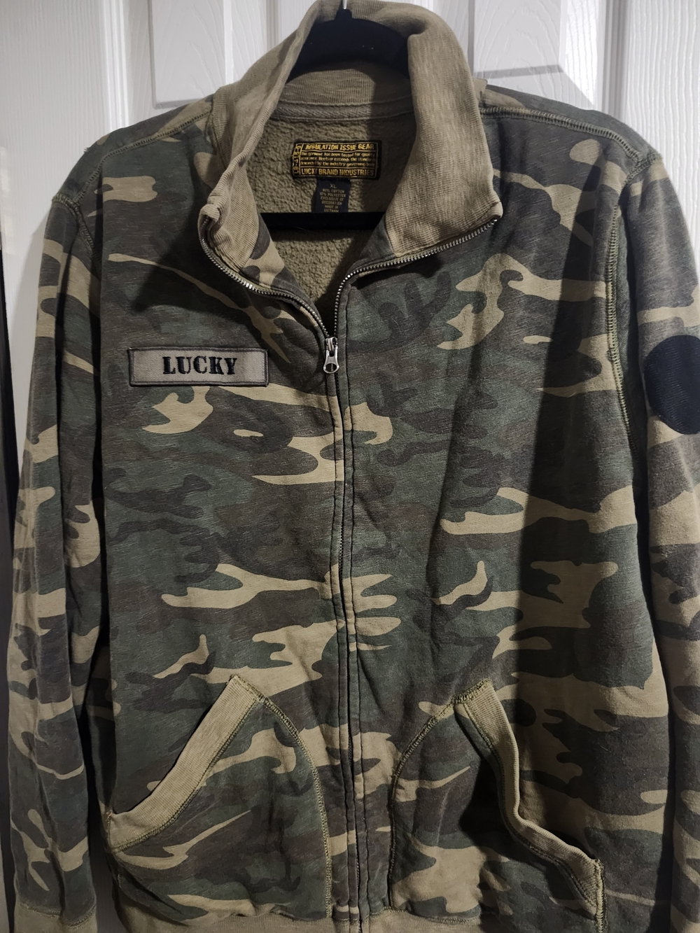 Lucky Brand Men's Camo Field Zip Jacket in Green and Tan